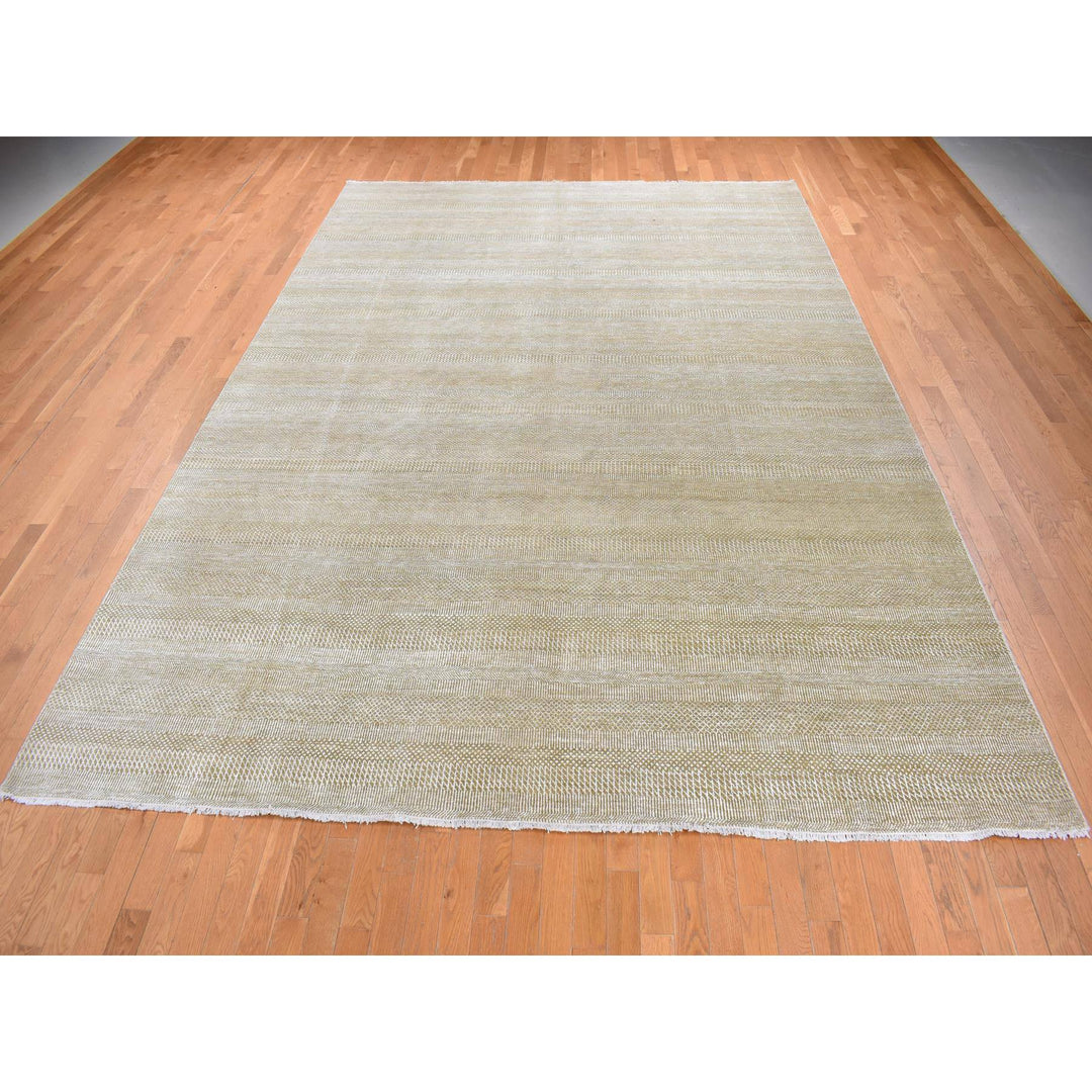 10'1" x 14'0" New Hand Knotted Yellow Cotton Rectangle Oriental Rug - MOA10287899