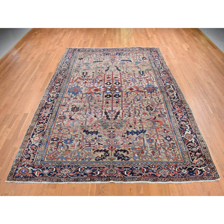 9'3" x 12'4" Vintage Hand Knotted Beige Wool Rectangle Oriental Rug - MOA10287918