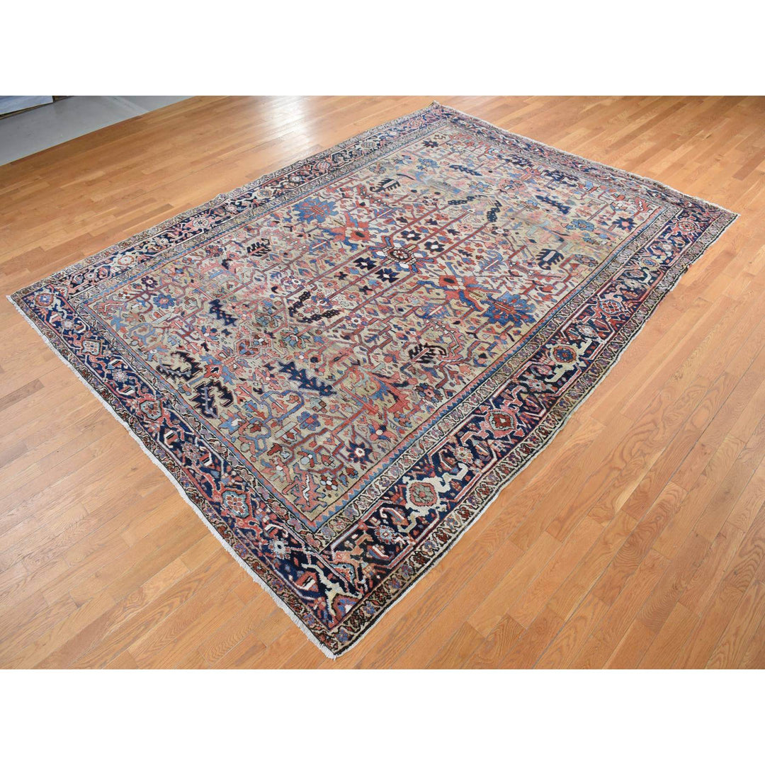 9'3" x 12'4" Vintage Hand Knotted Beige Wool Rectangle Oriental Rug - MOA10287918