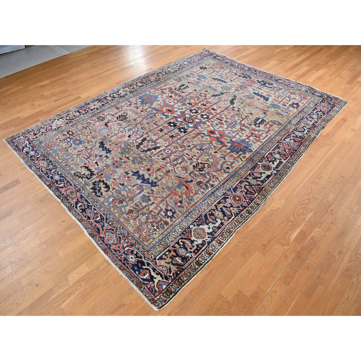 9'3" x 12'4" Vintage Hand Knotted Beige Wool Rectangle Oriental Rug - MOA10287918