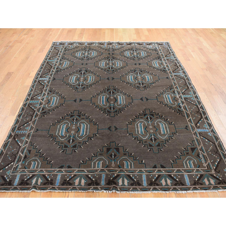 6'8" x 9'9" New Hand Knotted Brown Cotton Rectangle Oriental Rug - MOA10287968