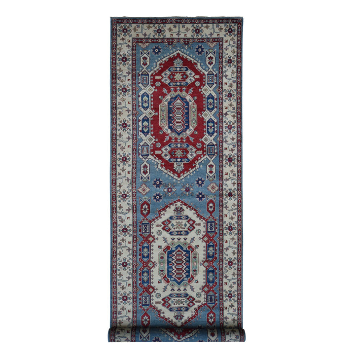 5'3" x 19'9" New Hand Knotted Blue Wool Runner Oriental Rug - MOA10287986