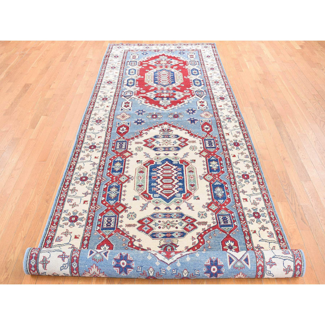 5'3" x 19'9" New Hand Knotted Blue Wool Runner Oriental Rug - MOA10287986