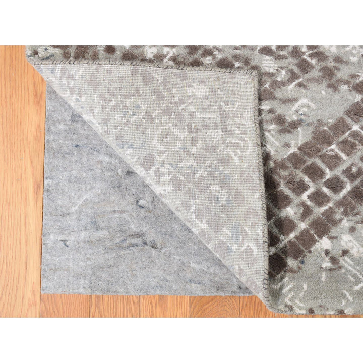 12'3" x 15'3" New Hand Knotted Grey Wool & Silk Rectangle Oriental Rug - MOA10287998