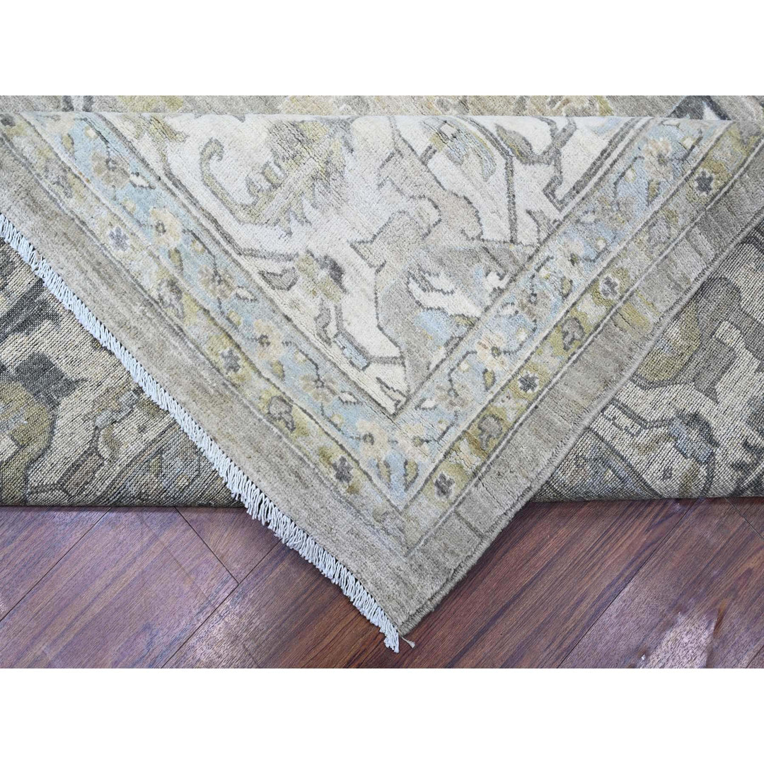 11'11" x 14'8" New Hand Knotted Grey Wool Rectangle Oriental Rug - MOA10288039