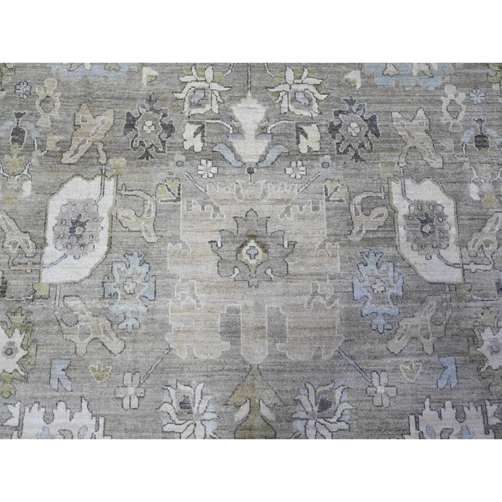 11'11" x 14'8" New Hand Knotted Grey Wool Rectangle Oriental Rug - MOA10288039