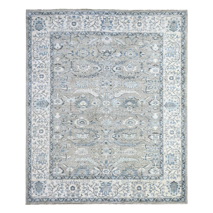 8'3" x 9'11" New Hand Knotted Grey Wool Rectangle Oriental Rug - MOA10288045