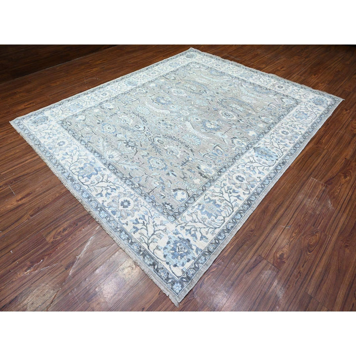 8'3" x 9'11" New Hand Knotted Grey Wool Rectangle Oriental Rug - MOA10288045