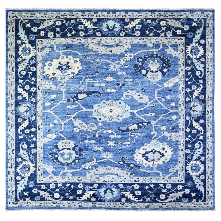 9'7" x 10'1" New Hand Knotted Blue Wool Square Oriental Rug - MOA10288056