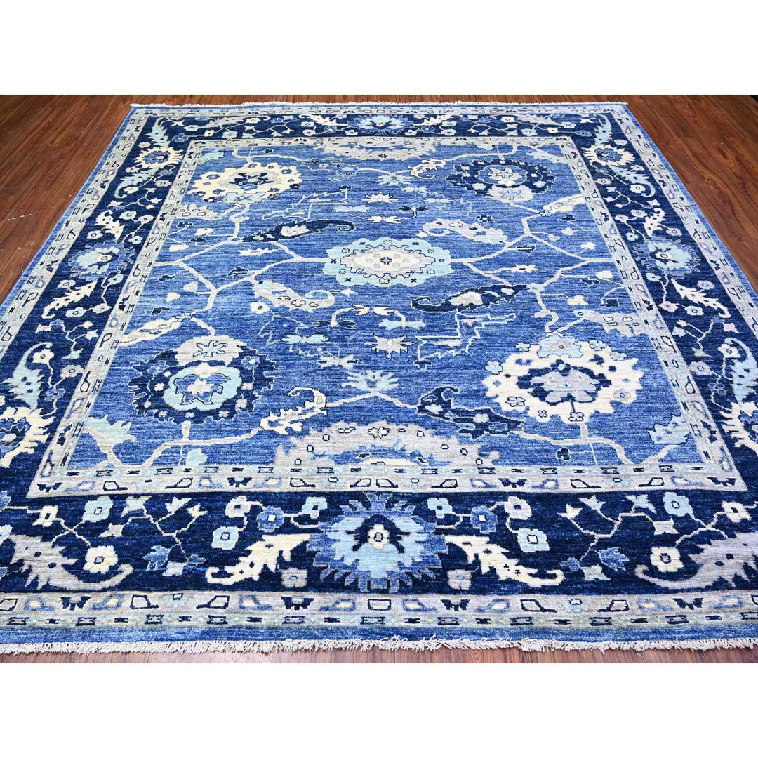 9'7" x 10'1" New Hand Knotted Blue Wool Square Oriental Rug - MOA10288056