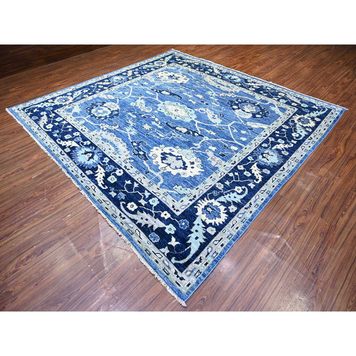 9'7" x 10'1" New Hand Knotted Blue Wool Square Oriental Rug - MOA10288056