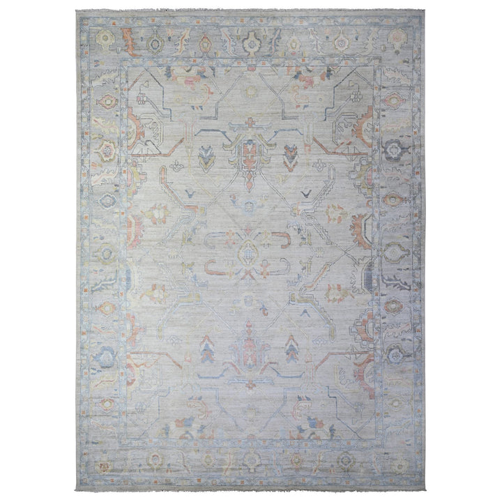 9'10" x 13'6" New Hand Knotted Ivory Wool Rectangle Oriental Rug - MOA10288058