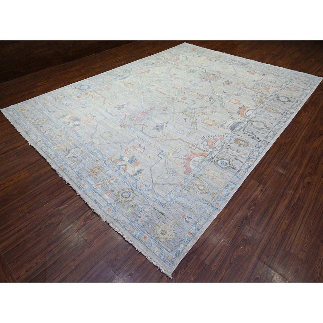 9'10" x 13'6" New Hand Knotted Ivory Wool Rectangle Oriental Rug - MOA10288058