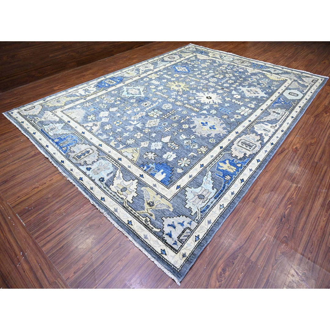 10'0" x 13'11" New Hand Knotted Grey Wool Rectangle Oriental Rug - MOA10288059