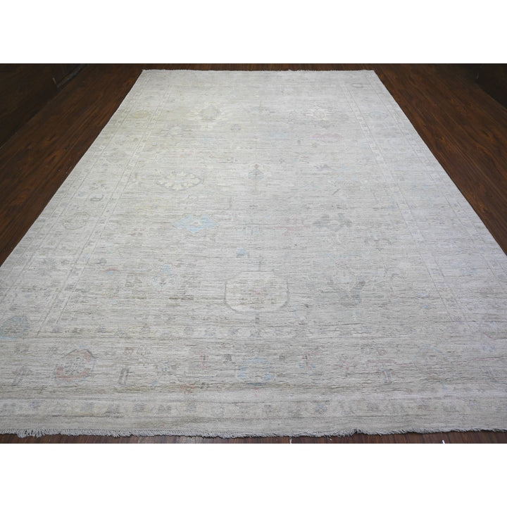 9'11" x 13'6" New Hand Knotted Grey Wool Rectangle Oriental Rug - MOA10288063