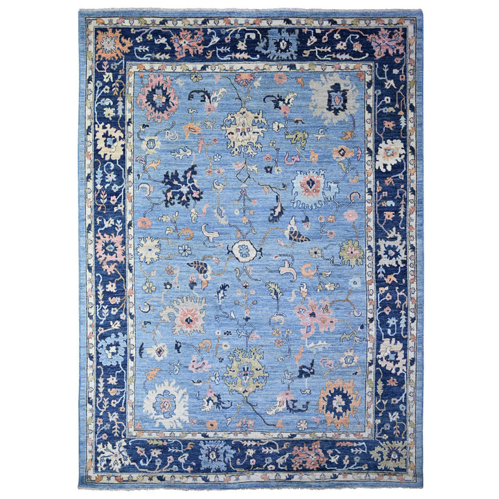 9'9" x 13'5" New Hand Knotted Blue Wool Rectangle Oriental Rug - MOA10288073