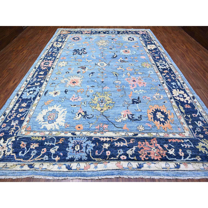 9'9" x 13'5" New Hand Knotted Blue Wool Rectangle Oriental Rug - MOA10288073