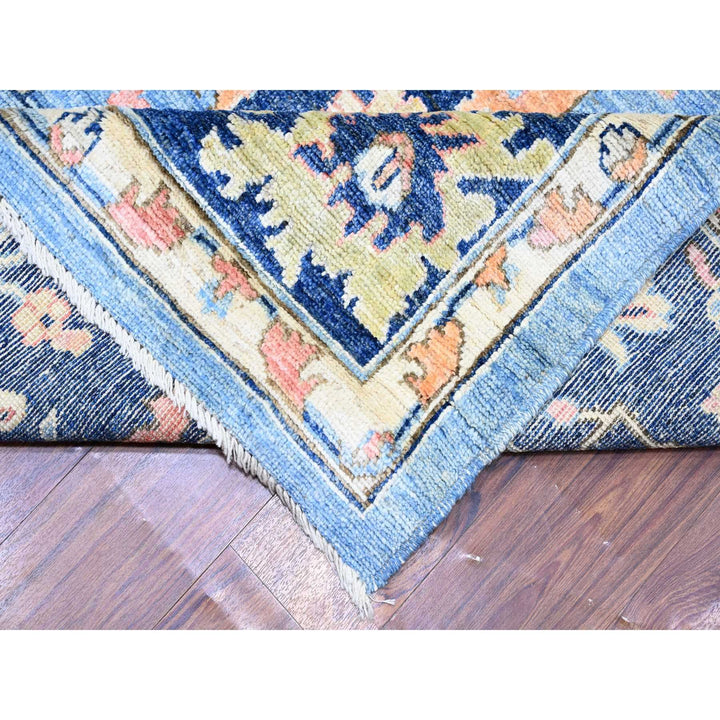 9'9" x 13'5" New Hand Knotted Blue Wool Rectangle Oriental Rug - MOA10288073