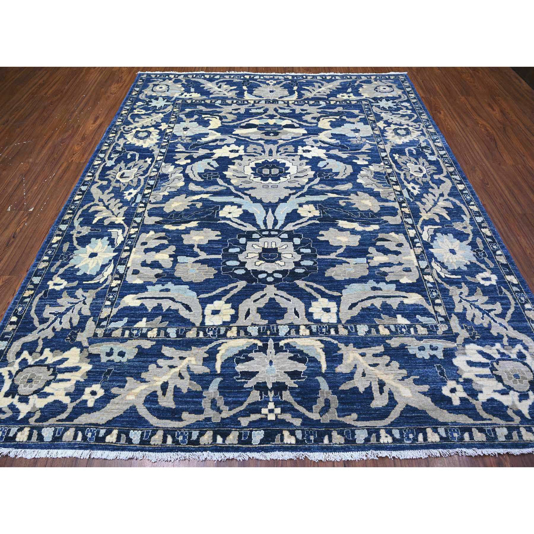 8'3" x 9'8" New Hand Knotted Blue Wool Rectangle Oriental Rug - MOA10288075