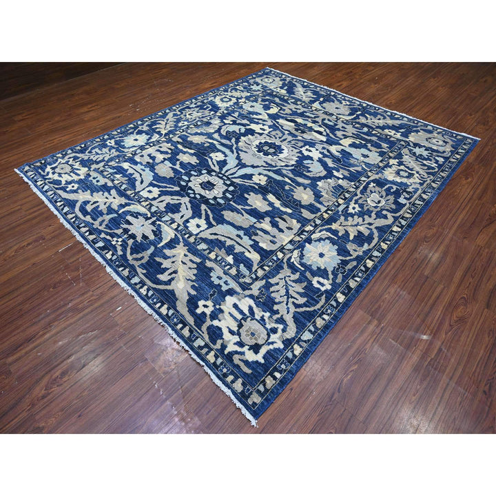 8'3" x 9'8" New Hand Knotted Blue Wool Rectangle Oriental Rug - MOA10288075