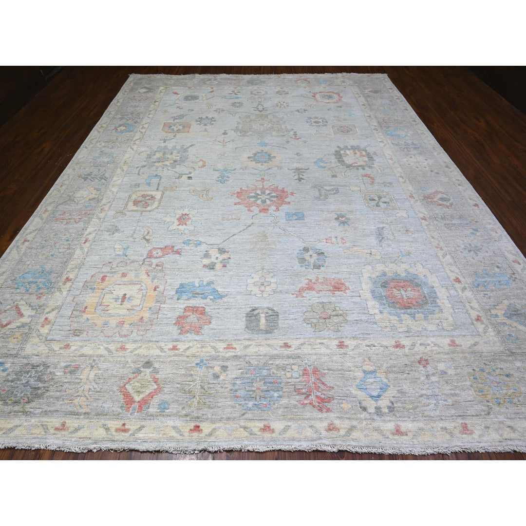 10'1" x 12'7" New Hand Knotted Blue Wool Rectangle Oriental Rug - MOA10288090