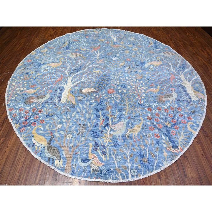 10'0" x 10'4" New Hand Knotted Blue Wool Round Oriental Rug - MOA10288093