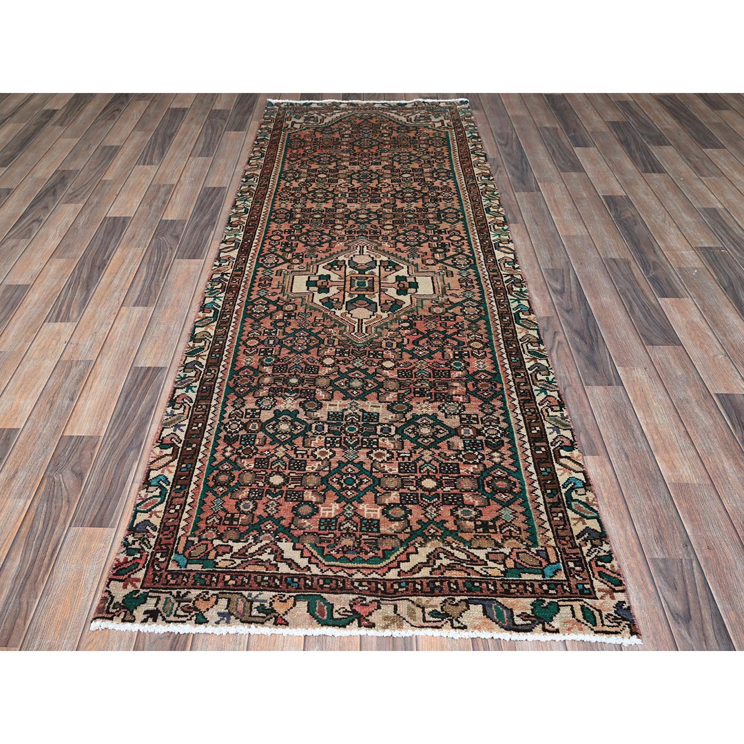 3'0" x 8'1" Vintage Hand Knotted Orange Wool Runner Oriental Rug - MOA102880