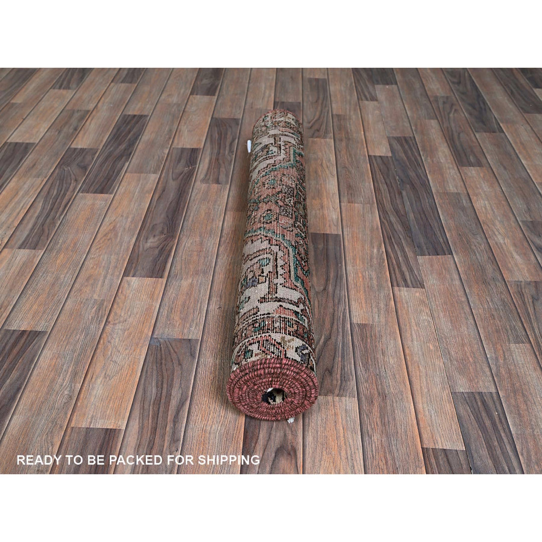 3'0" x 8'1" Vintage Hand Knotted Orange Wool Runner Oriental Rug - MOA102880