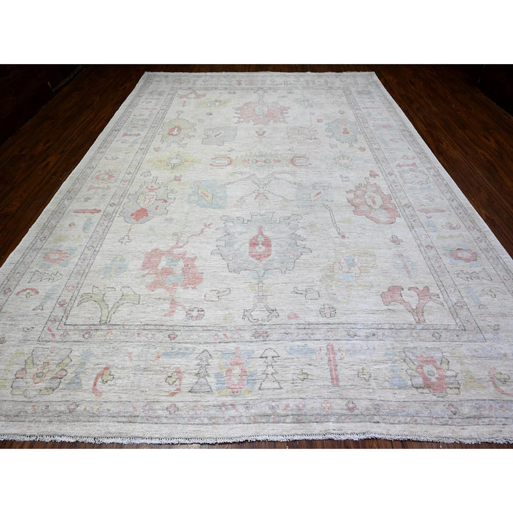 10'0" x 13'8" New Hand Knotted Ivory Wool Rectangle Oriental Rug - MOA10288111