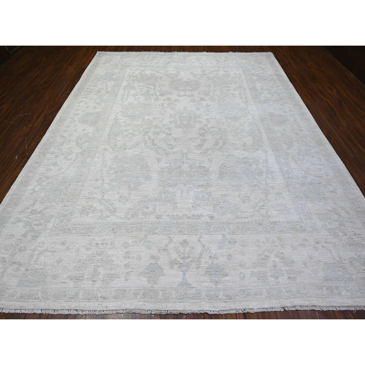 9'2" x 11'7" New Hand Knotted Ivory Wool Rectangle Oriental Rug - MOA10288124