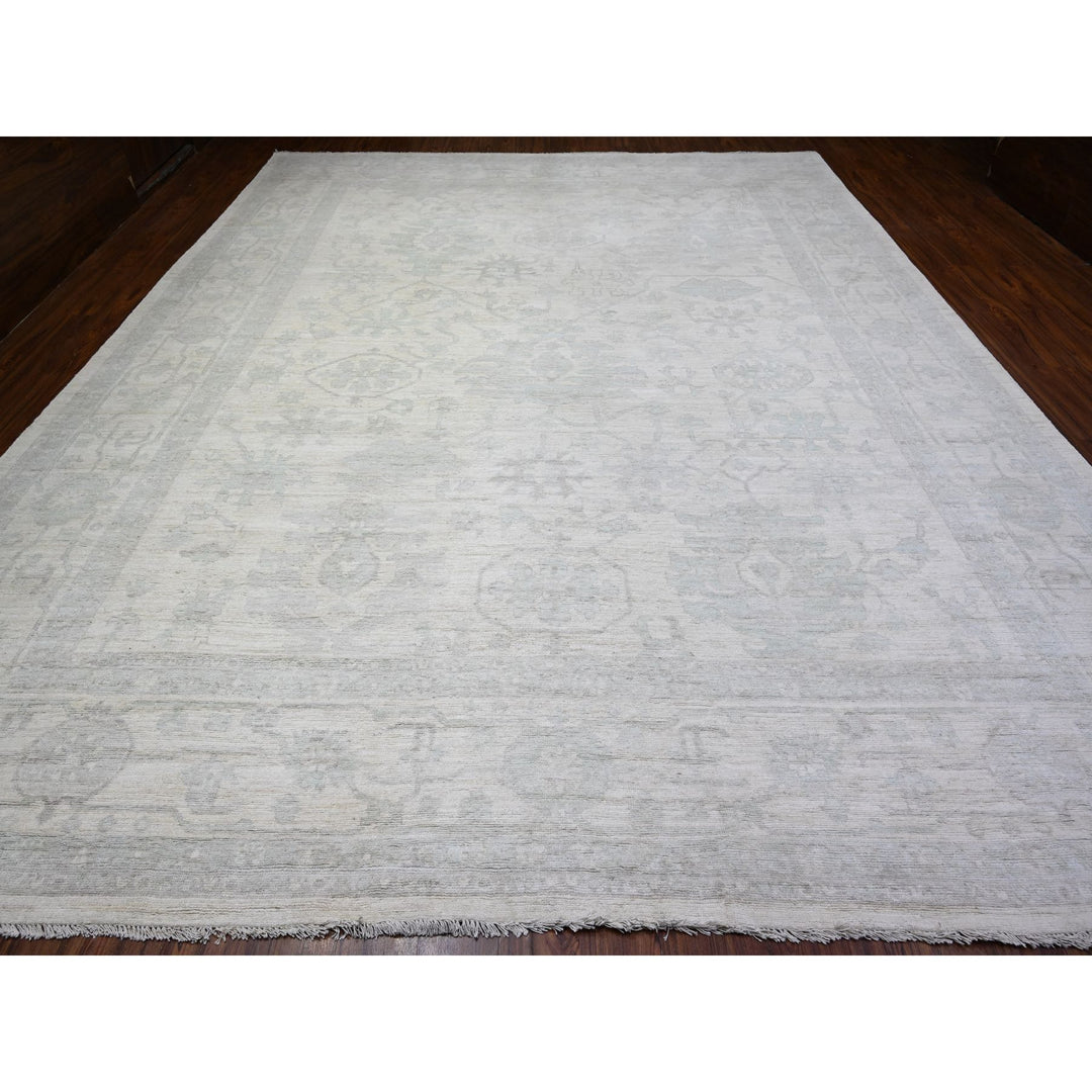 11'11" x 14'10" New Hand Knotted Ivory Wool Rectangle Oriental Rug - MOA10288137