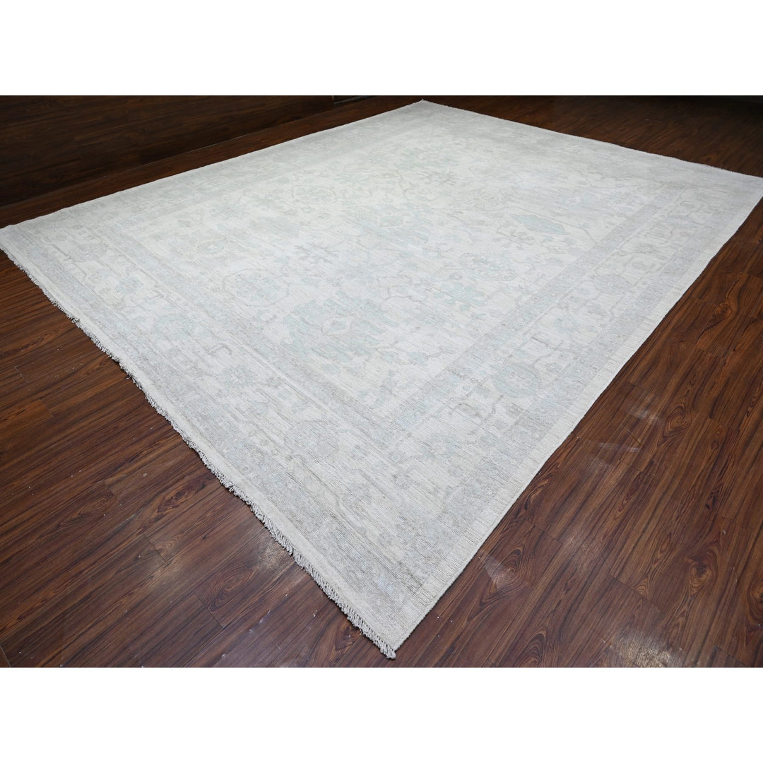 11'11" x 14'10" New Hand Knotted Ivory Wool Rectangle Oriental Rug - MOA10288137