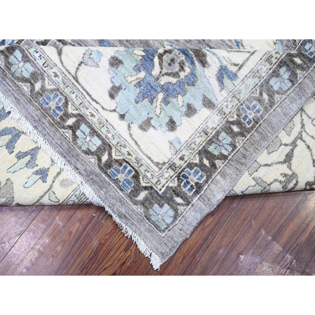 11'11" x 12'1" New Hand Knotted Grey Wool Square Oriental Rug - MOA10288144