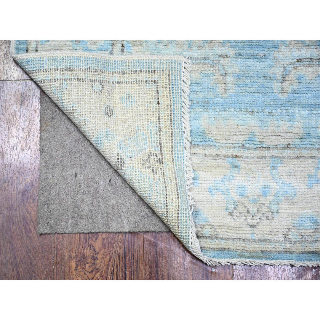 2'9" x 12'1" New Hand Knotted Blue Wool Runner Oriental Rug - MOA10288155