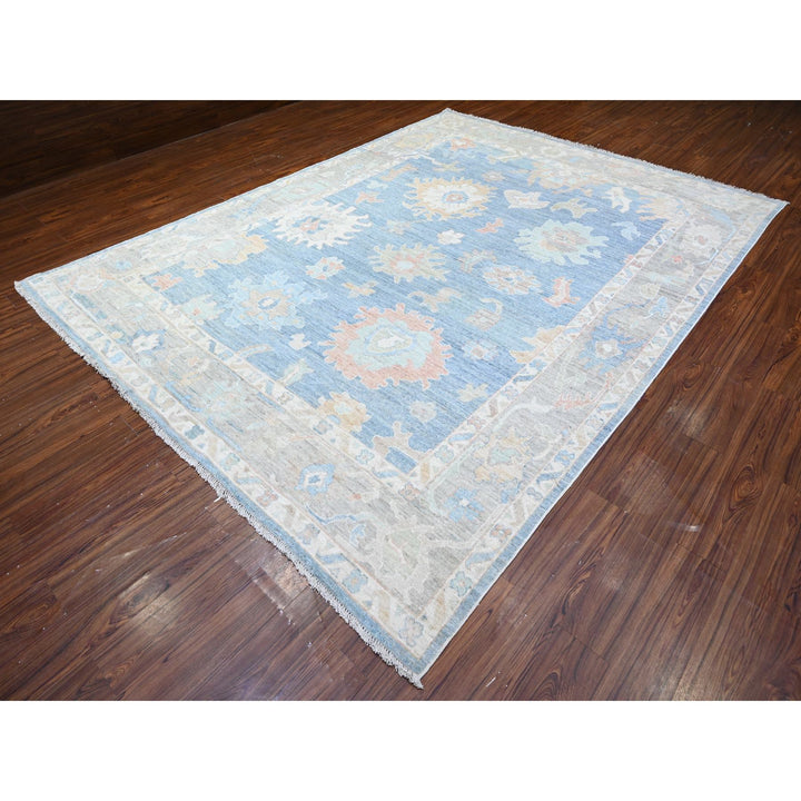 9'0" x 11'9" New Hand Knotted Blue Wool Rectangle Oriental Rug - MOA10288164