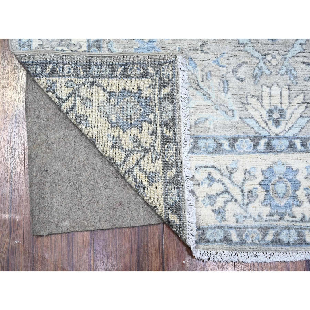 4'0" x 11'11" New Hand Knotted Grey Wool Runner Oriental Rug - MOA10288166