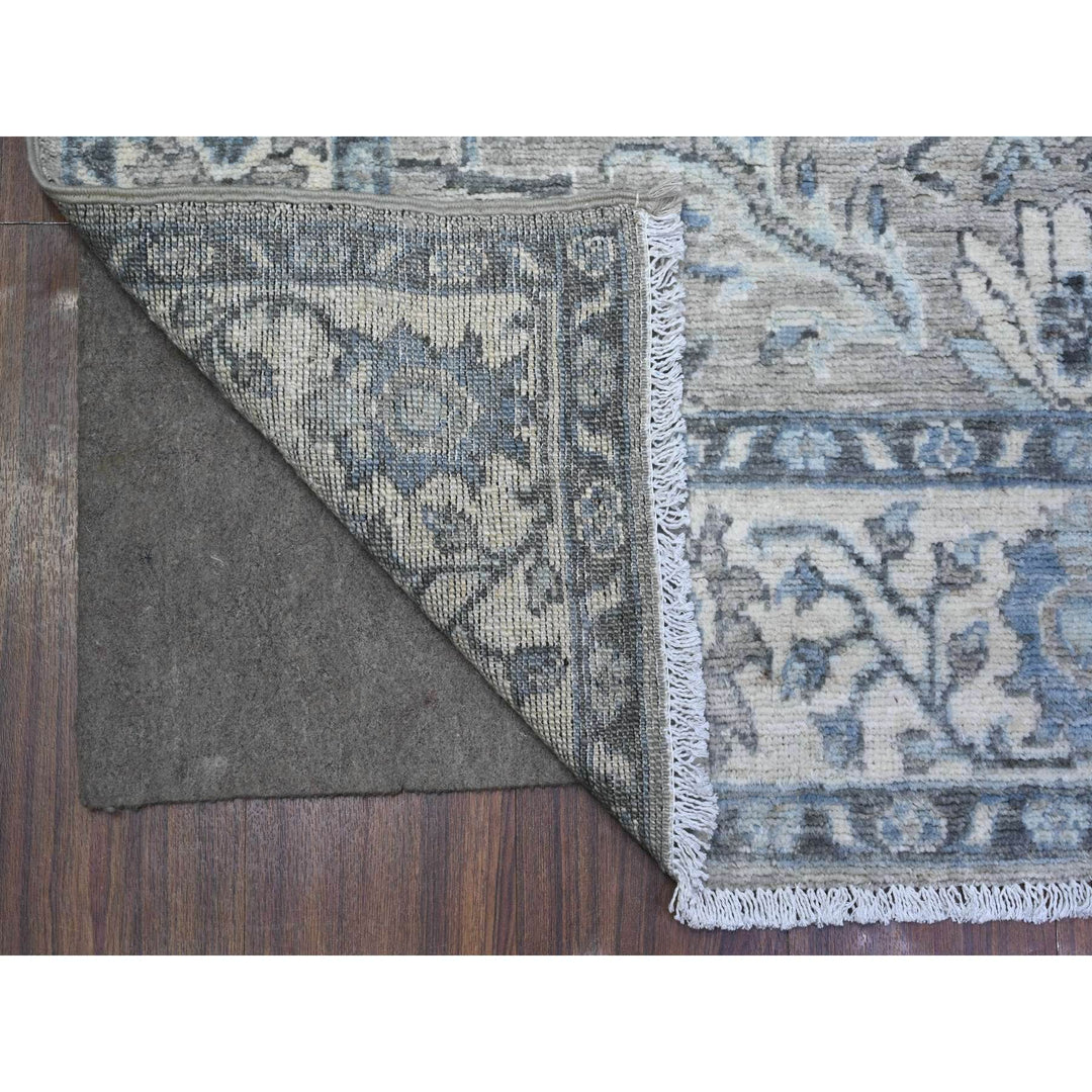 4'0" x 11'11" New Hand Knotted Grey Wool Runner Oriental Rug - MOA10288168