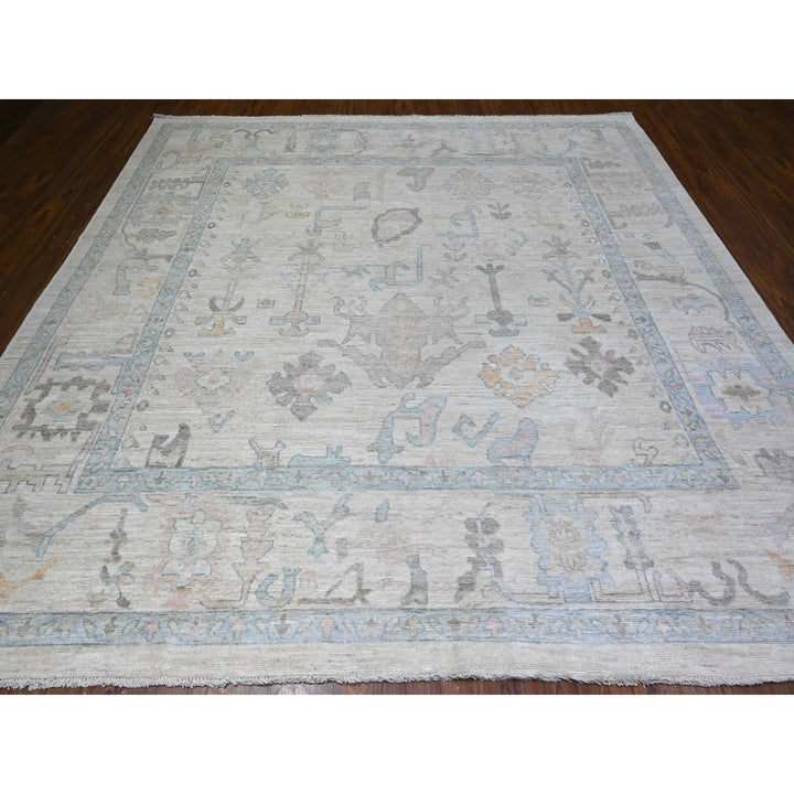 9'9" x 9'11" New Hand Knotted Grey Wool Square Oriental Rug - MOA10288181