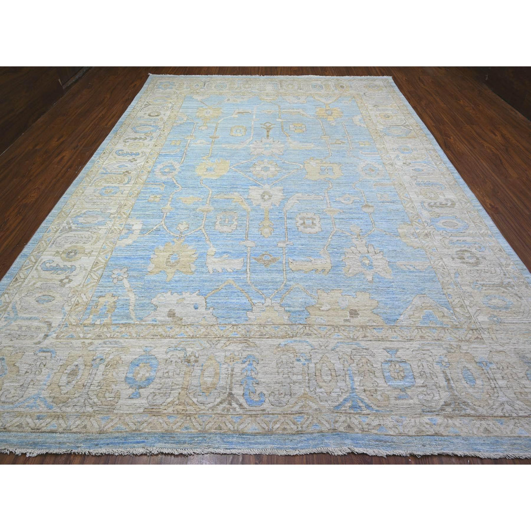 10'0" x 13'8" New Hand Knotted Blue Wool Rectangle Oriental Rug - MOA10288182