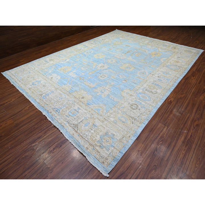 10'0" x 13'8" New Hand Knotted Blue Wool Rectangle Oriental Rug - MOA10288182