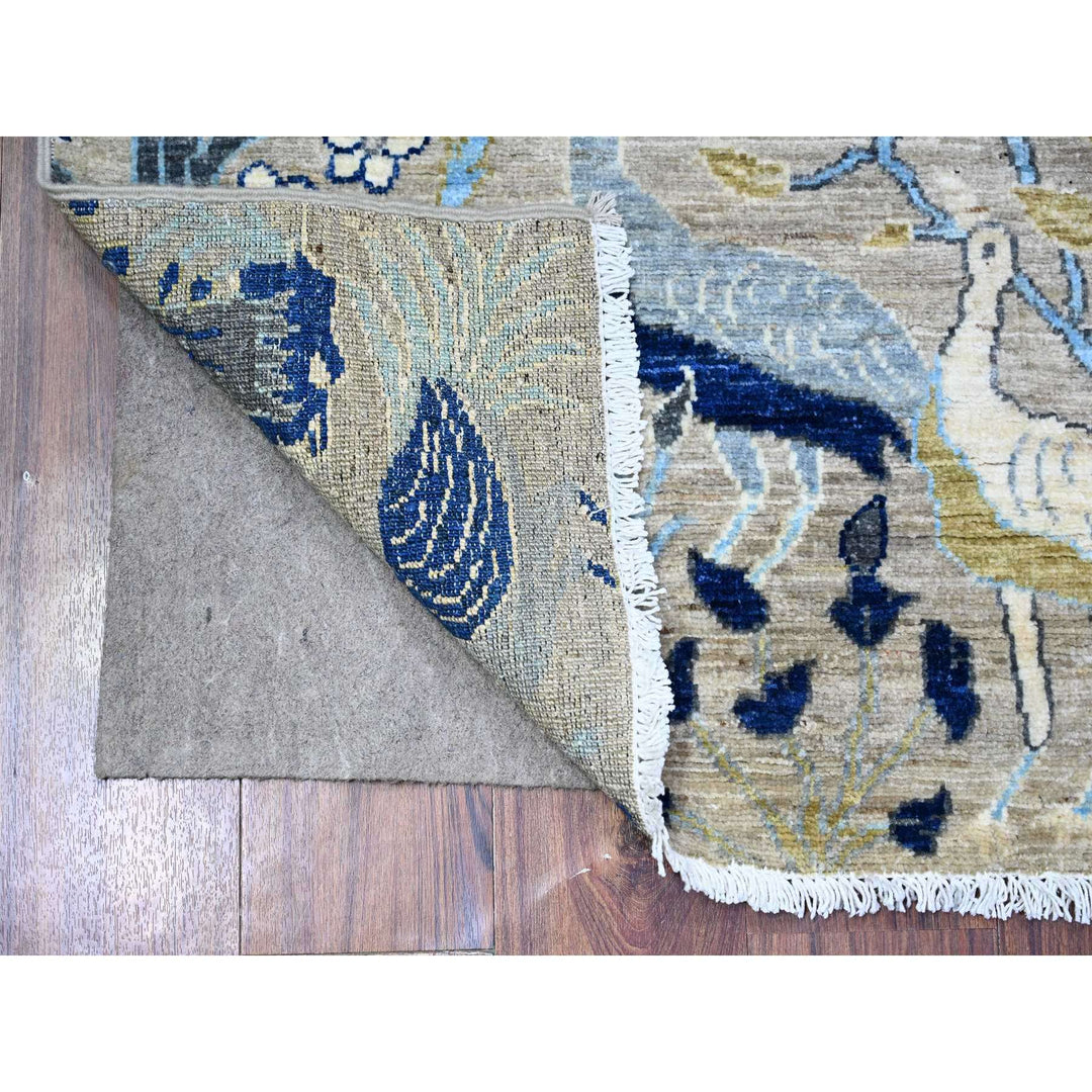 4'1" x 5'10" New Hand Knotted Grey Wool Rectangle Oriental Rug - MOA10288227