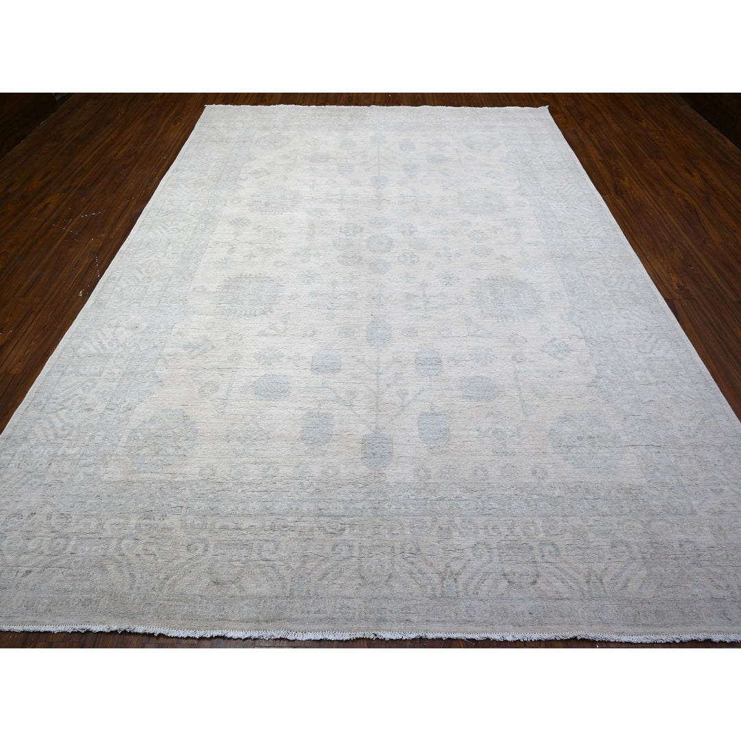 8'9" x 11'7" New Hand Knotted Ivory Wool Rectangle Oriental Rug - MOA10288288