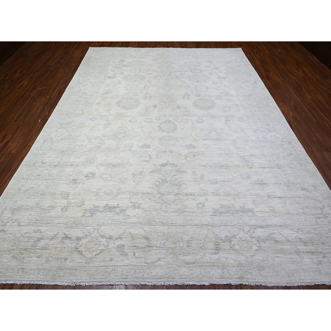 8'8" x 11'5" New Hand Knotted Ivory Wool Rectangle Oriental Rug - MOA10288297