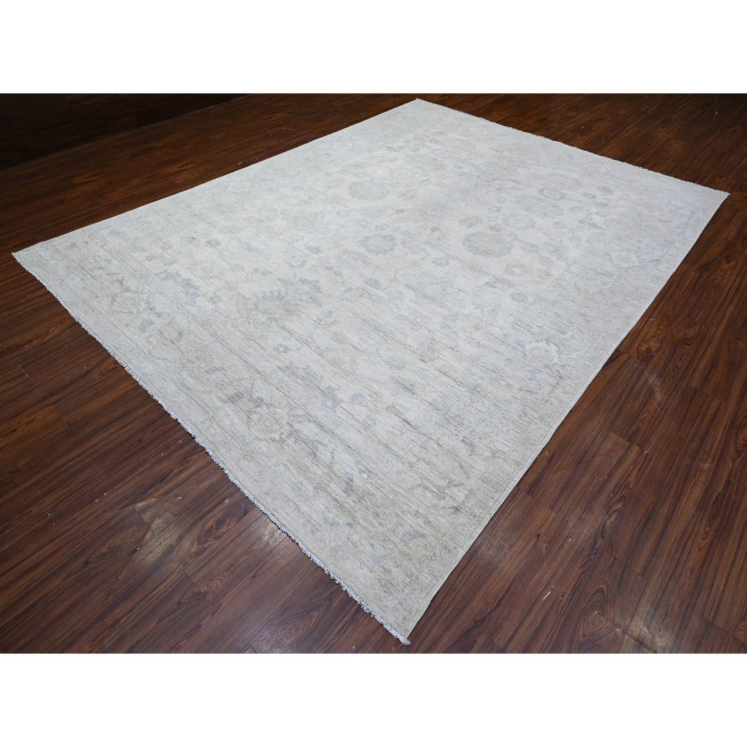 8'8" x 11'5" New Hand Knotted Ivory Wool Rectangle Oriental Rug - MOA10288297