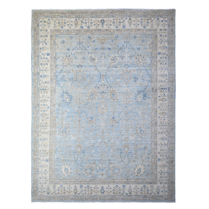 9'1" x 12'0" New Hand Knotted Blue Wool Rectangle Oriental Rug - MOA10288298