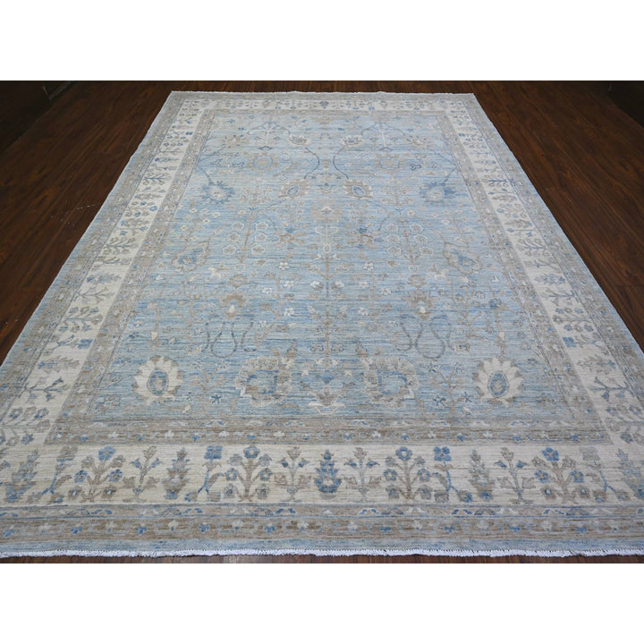 9'1" x 12'0" New Hand Knotted Blue Wool Rectangle Oriental Rug - MOA10288298