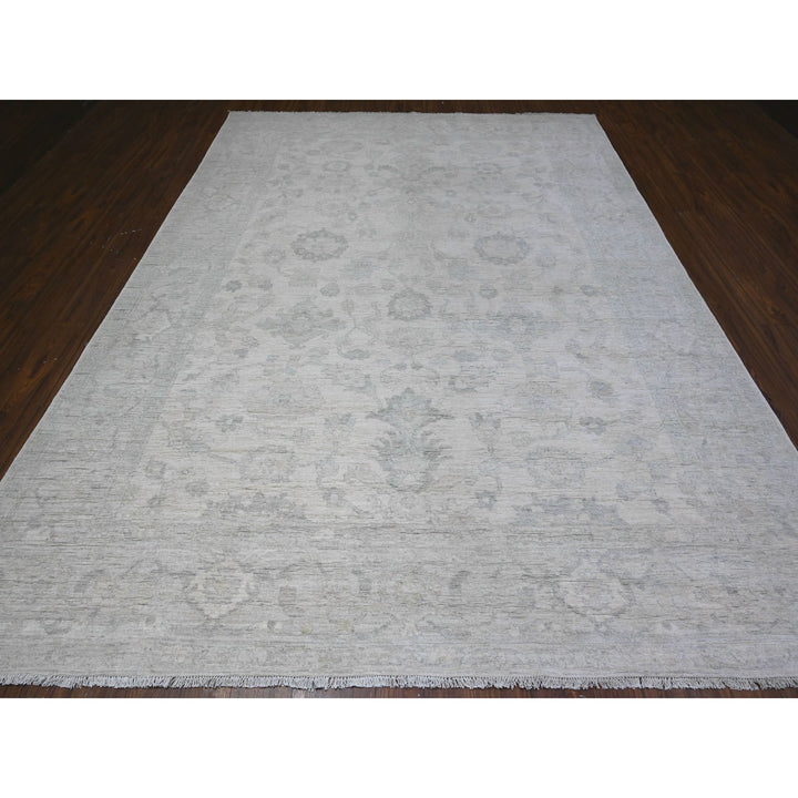 8'8" x 11'7" New Hand Knotted Ivory Wool Rectangle Oriental Rug - MOA10288299