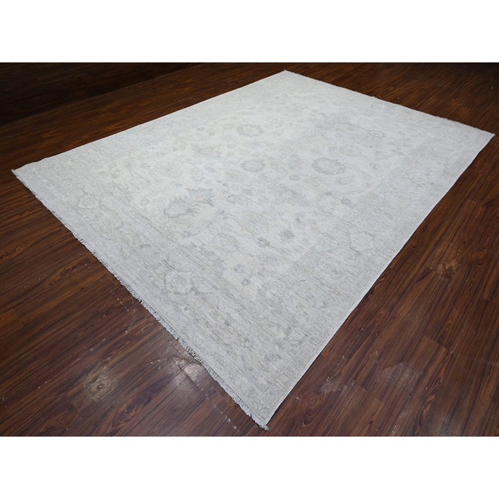 8'8" x 11'7" New Hand Knotted Ivory Wool Rectangle Oriental Rug - MOA10288299