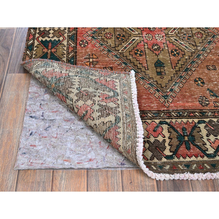 3'5" x 10'3" Vintage Hand Knotted Red Wool Runner Oriental Rug - MOA102882
