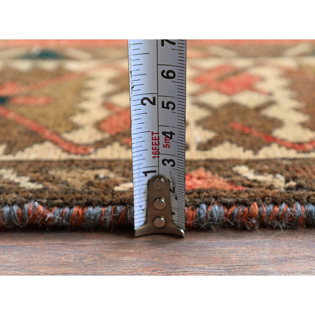 3'5" x 10'3" Vintage Hand Knotted Red Wool Runner Oriental Rug - MOA102882